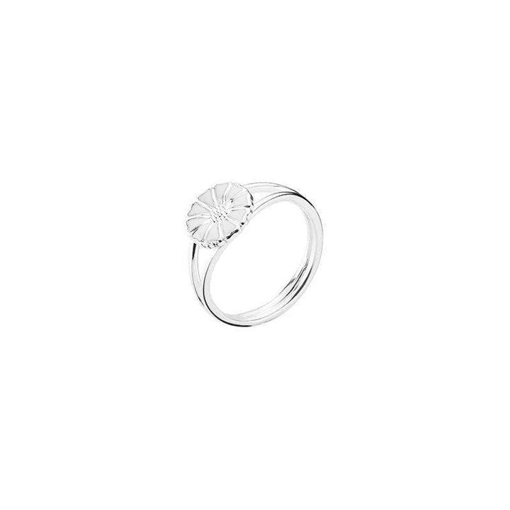 Marguerit sølv ring 9mm med margueritmotiv, elegant og enkel, Model 907009-h-001-1