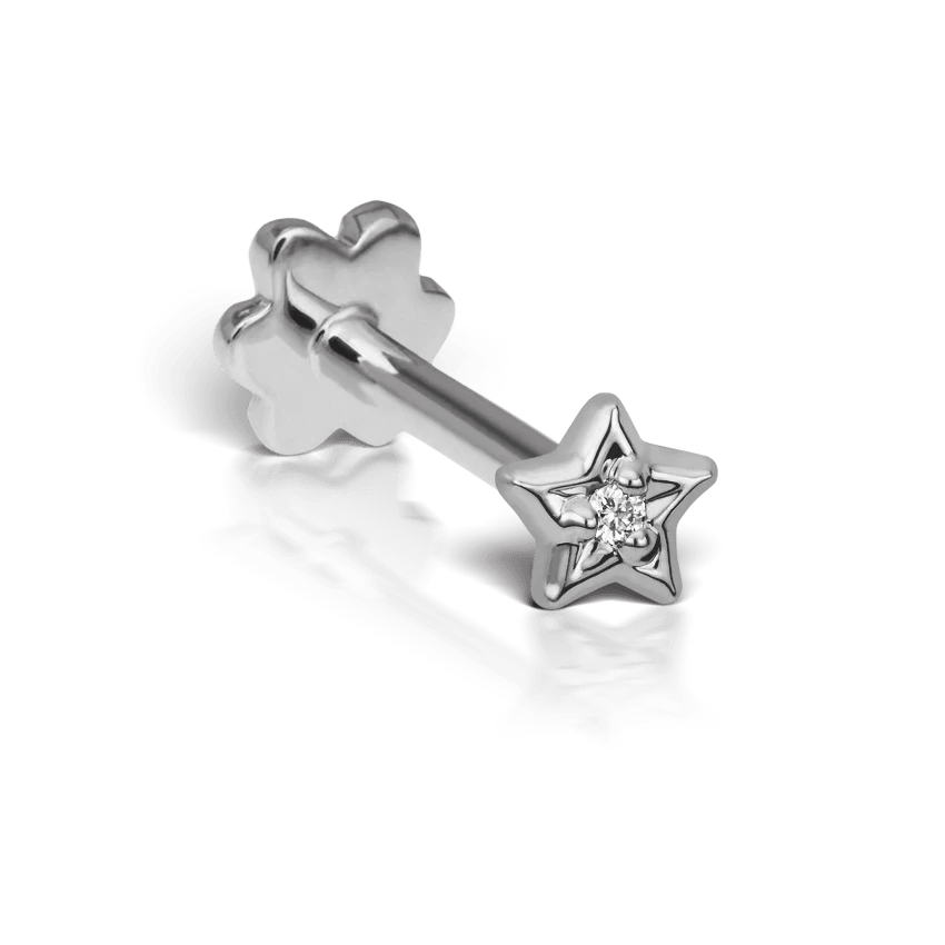 Maria Tash Diamond Solitaire Star hvidguld ørestik med stjerne og diamantdetalje, Model XSSTARD-WG-W3-001-1