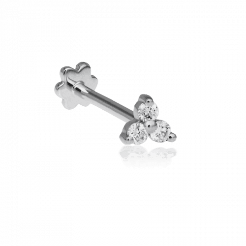 Maria Tash Diamond Trinity Threaded Stud 18kt hvidguld med tre diamanter, model x3dtrd-w-001-1