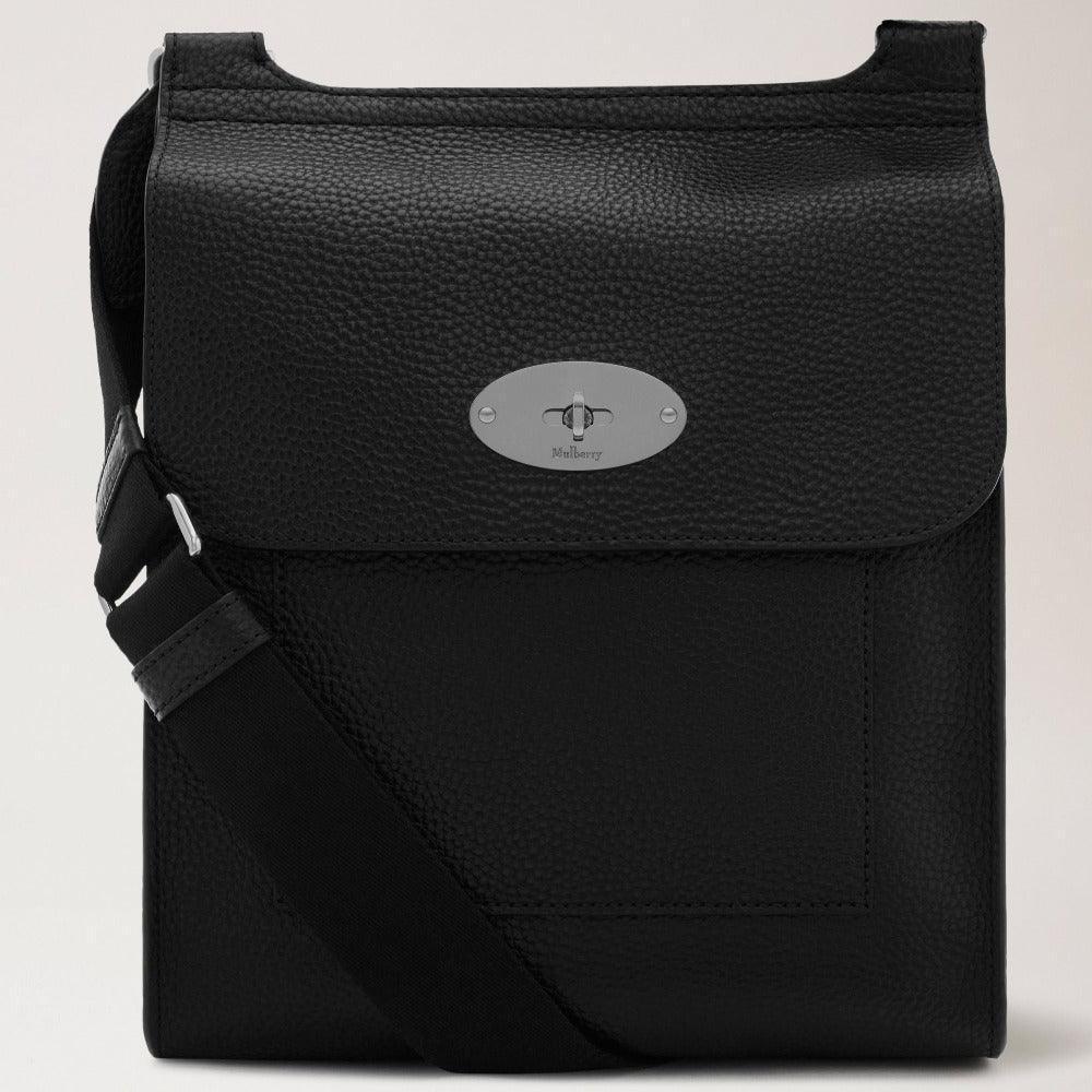 Mulberry Antony N Classic Grain black skuldertaske i kernelæder med sølvdetalje, Model HH4645205A211