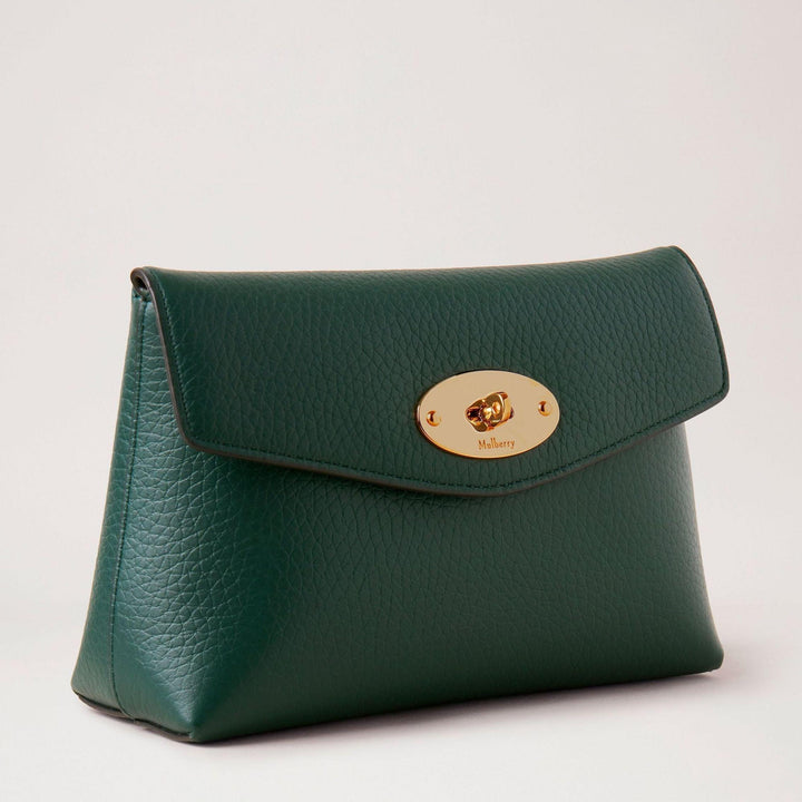 Mulberry Darley Cosmetic Pouch i mørkegrønt læder med guldfarvet lås, Model RL6544736Q633