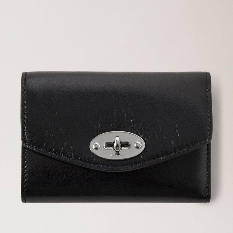 Mulberry Pung Darley Folded Wallet High Shine Leather i sort glansfuldt læder, model RL6829213A100