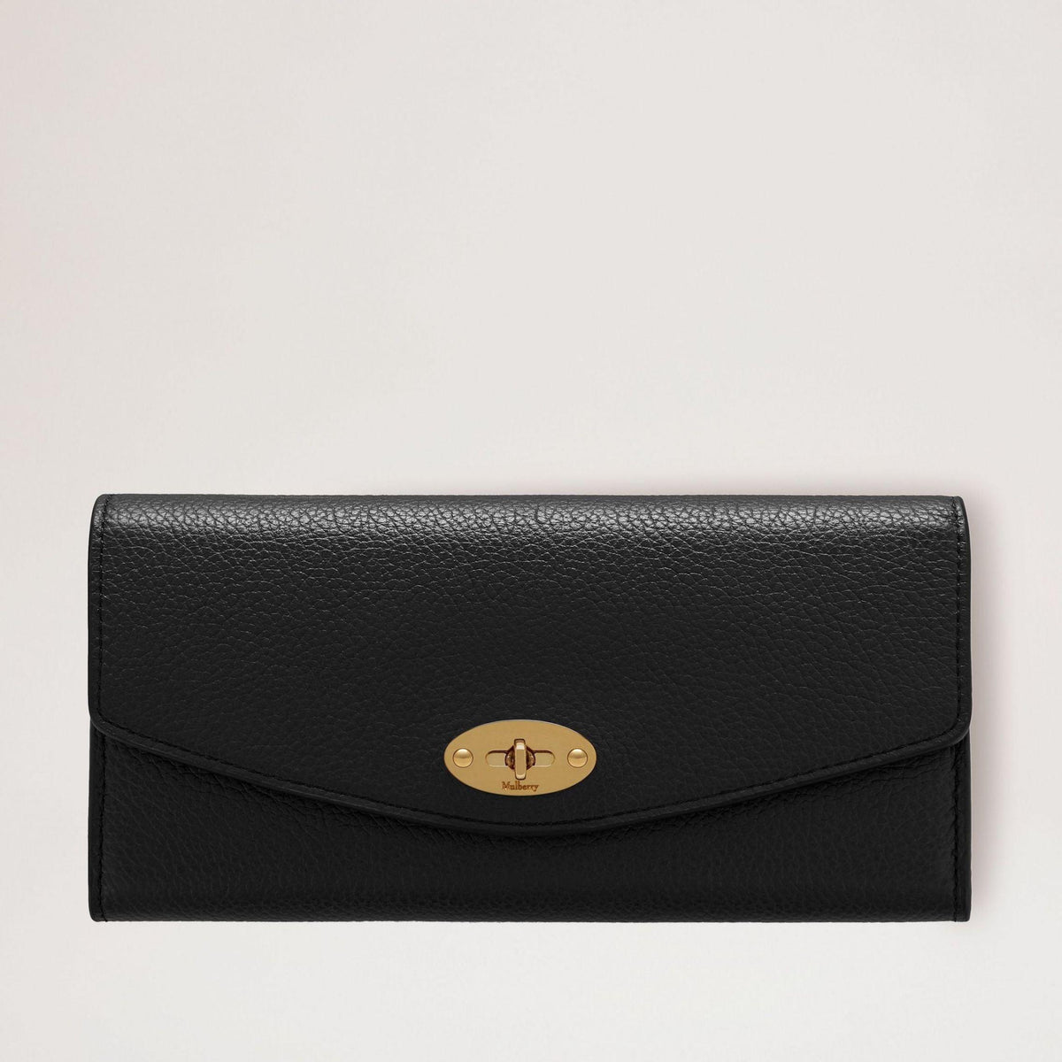 Mulberry Pung Darley Wallet Small Classic Grain Black, sort pung i læder med guld clasp, Model RL4868205A100