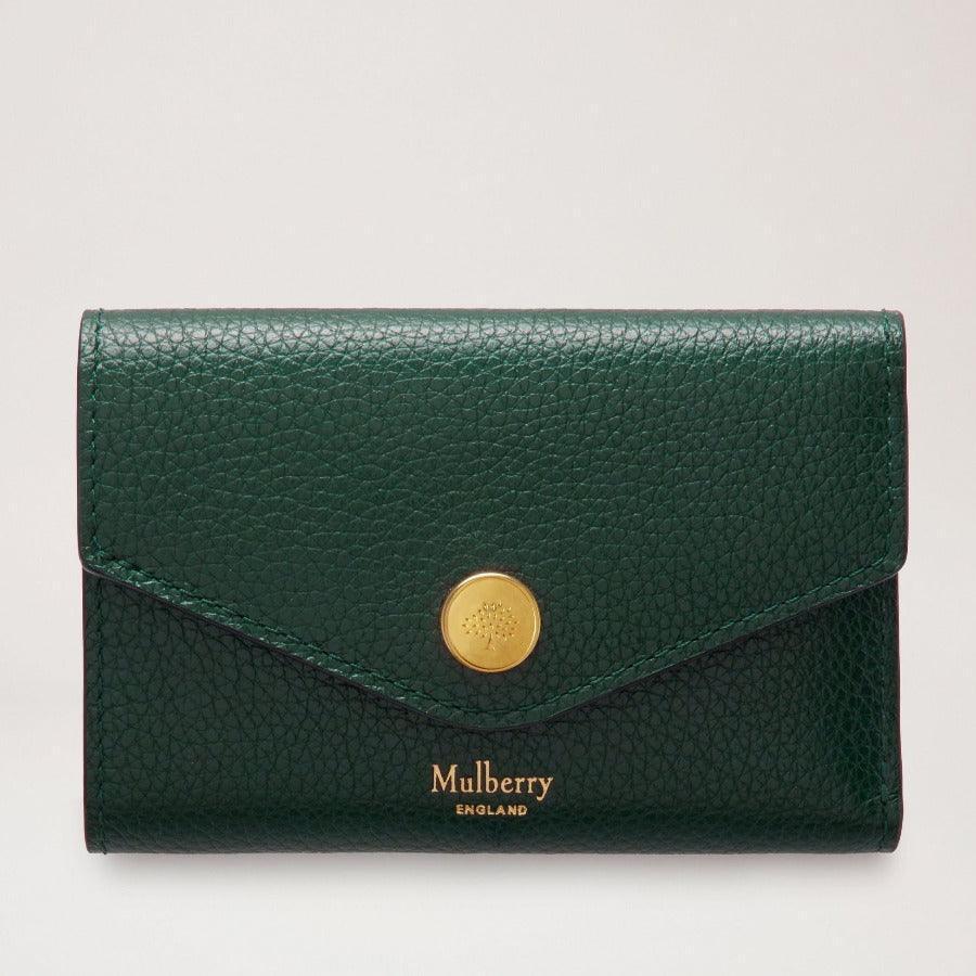 Mulberry Pung Folded Multicard Wallet Mulberry Green i grønt læder med guldknap, Model RL6447205Q633