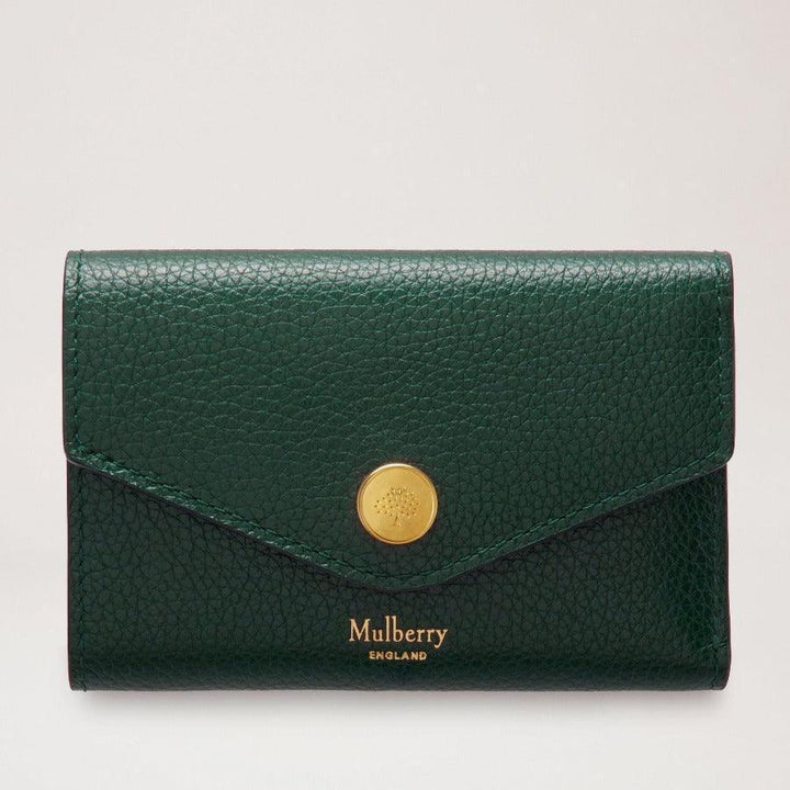 Mulberry Pung Folded Multicard Wallet Mulberry Green i grønt læder med guldknap, Model RL6447205Q633