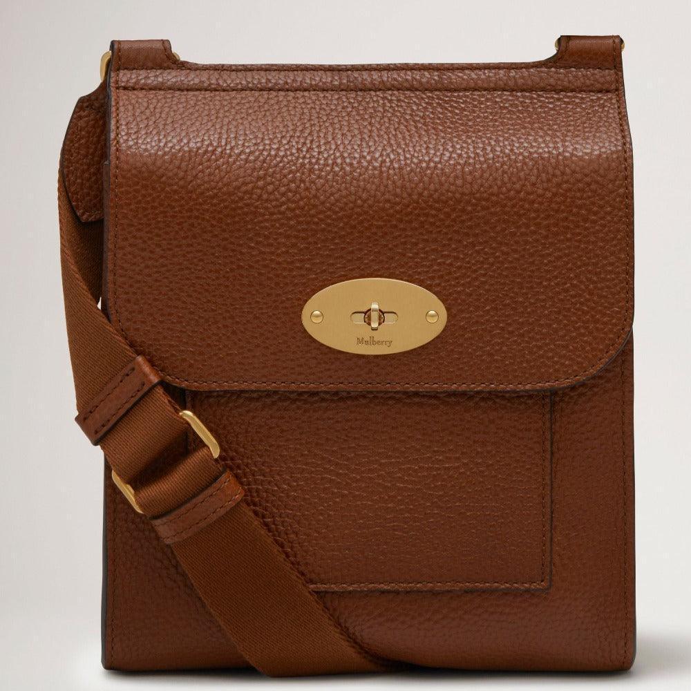 Mulberry Small Antony Oak Two Toned skuldertaske i brunt læder med gulddetalje, Model HH8736552G110
