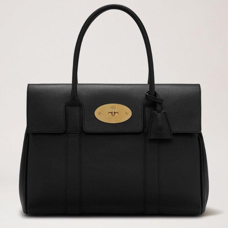 Mulberry Taske Bayswater Black Classic Grain med guldspænde, sort læder, Model HH2873205A217.