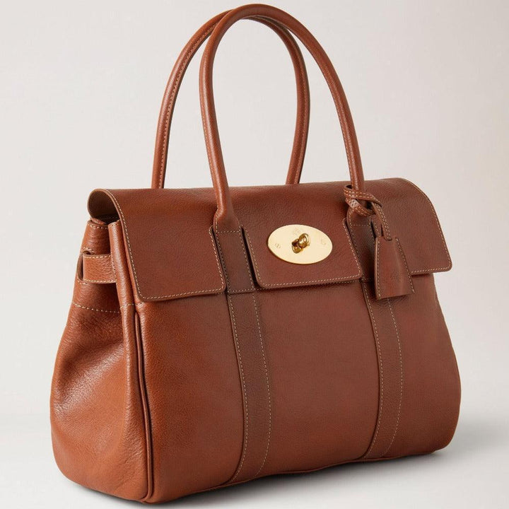 Mulberry Bayswater Legacy taske i brun læder, forside med guld hardware, model 65931.