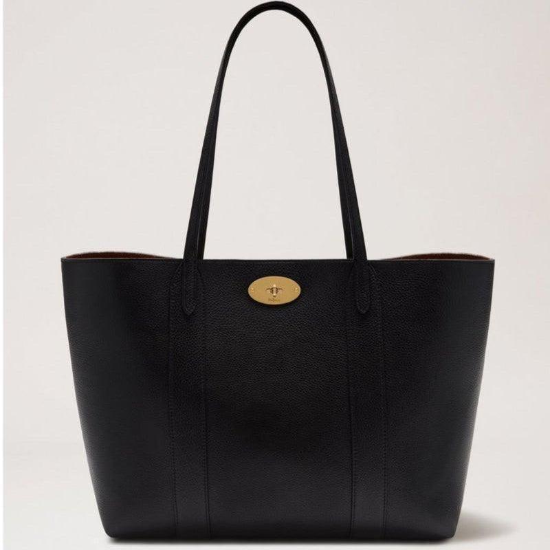 Mulberry Taske Bayswater Tote Classic Grain Black med diskret læderstruktur og guld-lås, Model HH4589/205A330