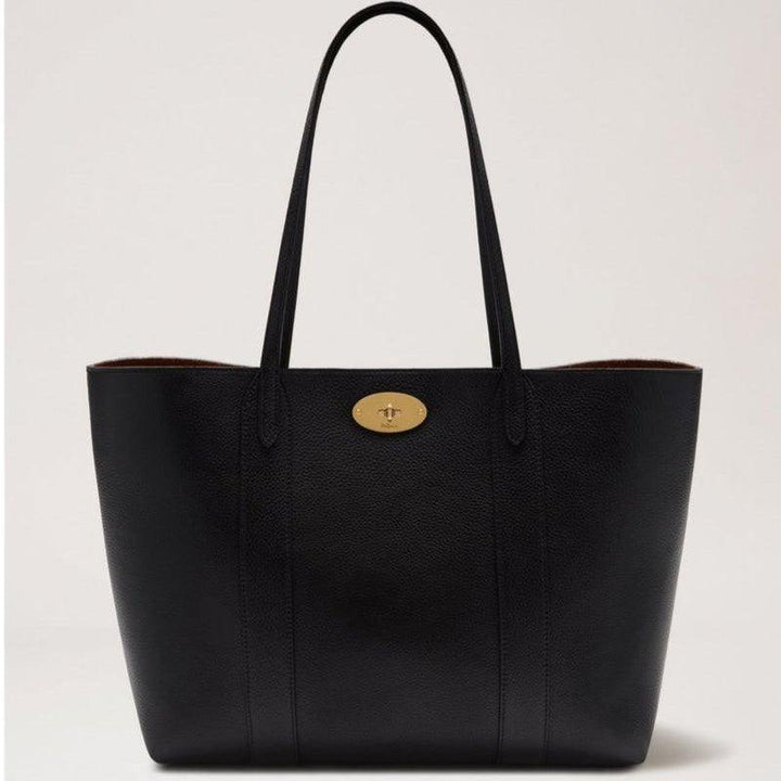 Mulberry Bayswater Tote Classic Grain sort læder, forside med guldspænde, model 53656