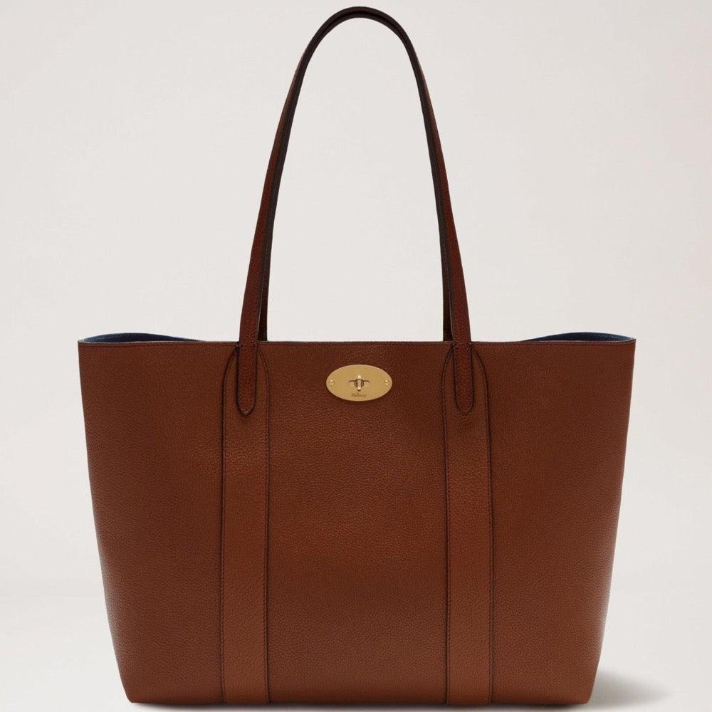 Mulberry Taske Bayswater Tote Small Classic Grain Oak i brunt læder med guld-detalje. Model hh8728552g110.