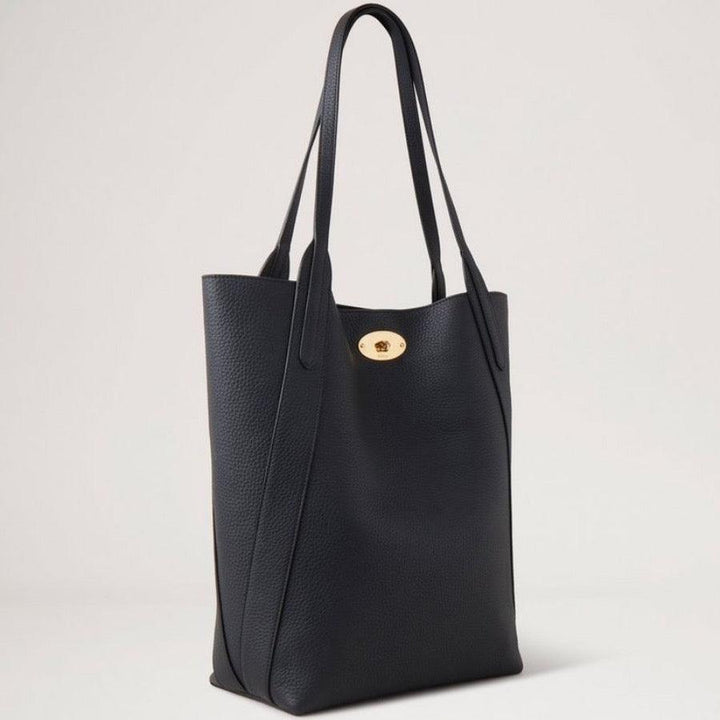 Mulberry North South Bayswater Tote i sort læder, forside med guld-detalje, SKU 51229