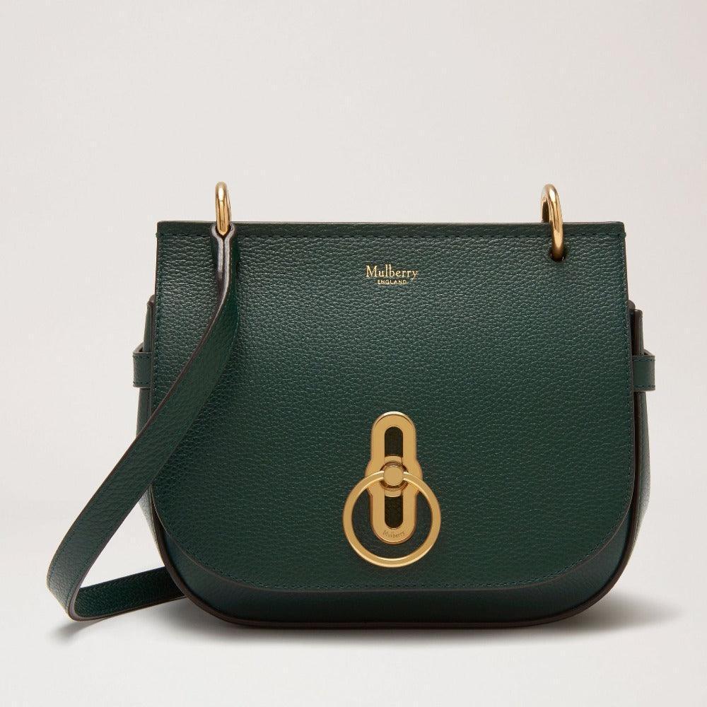 Mulberry Taske Small Amberley Satchel i mørkegrønt læder med gulddetaljer, Model HH4966205Q633