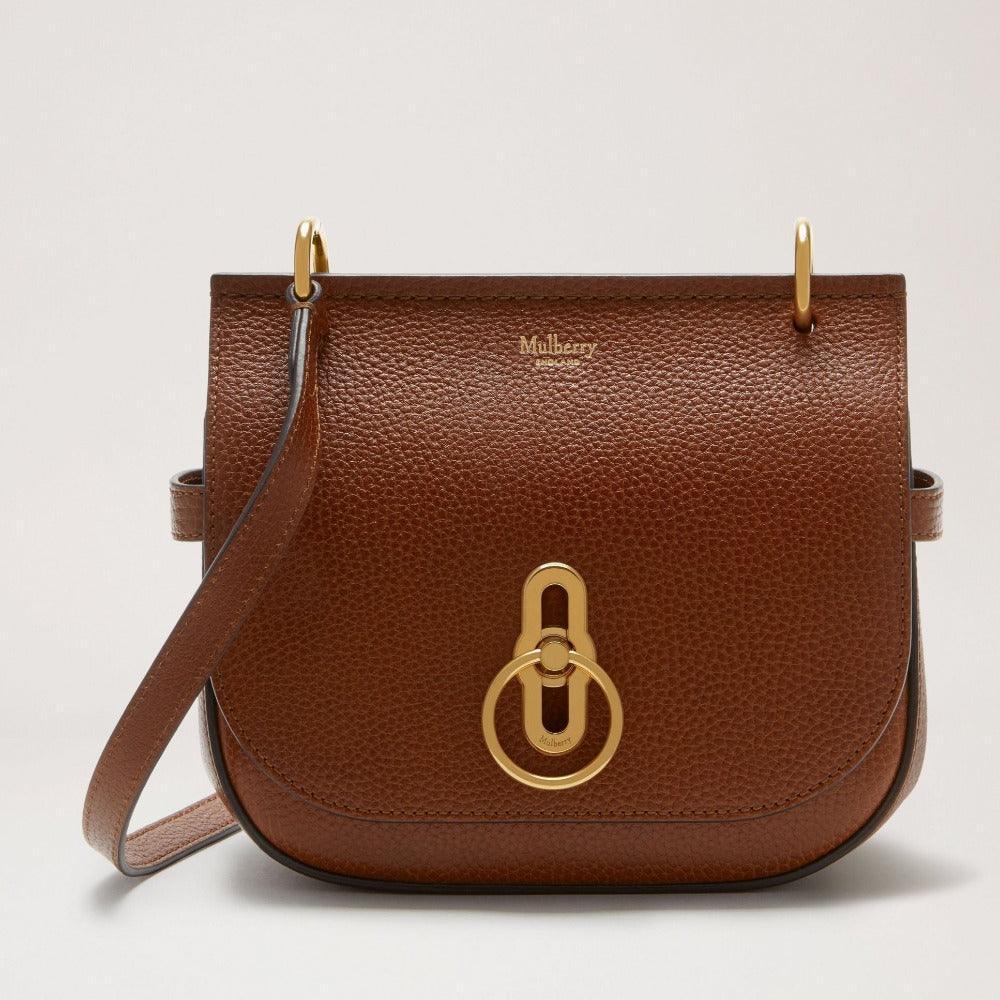 Mulberry Taske Small Amberley Satchel oak i brun læder med guldfarvet spænde, Model HH8731552G110