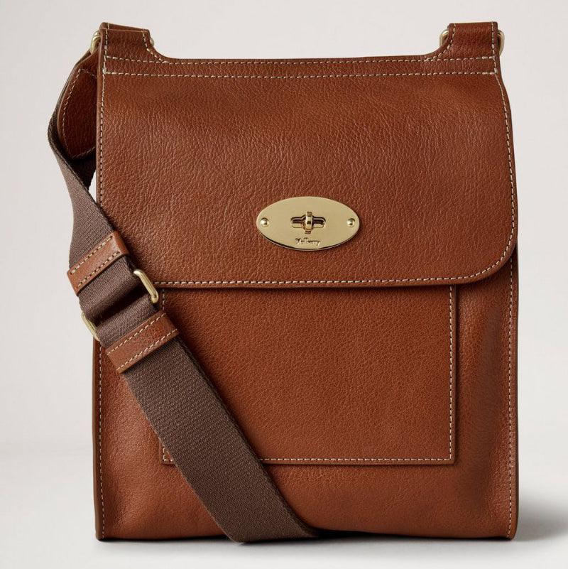Mulberry Taske Small Antony N Legacy NVT viser en brun læder crossbody-taske med guldspænde, Model HH7953/275G110
