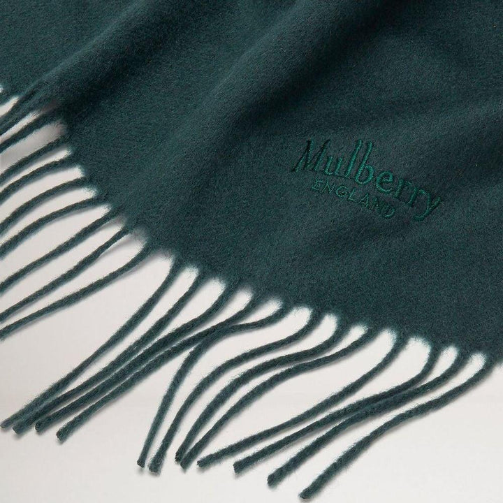 Mulberry Tørklæde Cashmere Scarf mulberry green med frynser og broderet logo, Model VS4460484Q633