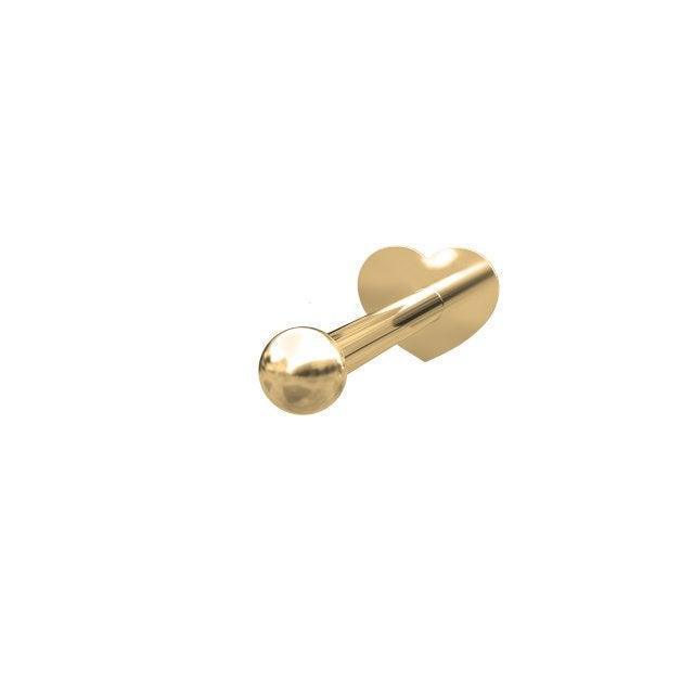 nordahl-14kt-guld-piercing-m-kugle viser elegant guldfarvet piercing med kugle og hjertebagstykke. Model314000-5-1