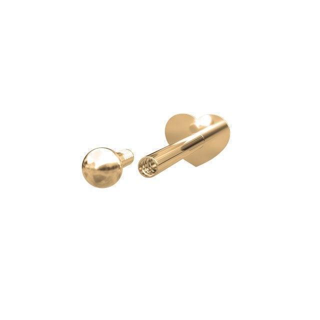 nordahl-14kt-guld-piercing-m-kugle vist i blankt guld med hjertedetalje, model 314000-5-2