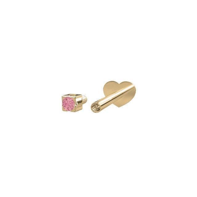Nordahl 14kt guld piercing pink topaz viser en delikat guldpiercing med pink sten, Model314013-5-2.