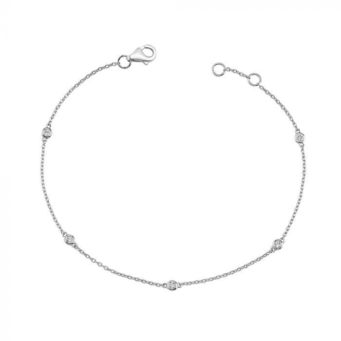 Nuran 14 kt Zoe armbånd med diamanter, elegant tyndt kædearmbånd i hvidguld. Model B1002HG-0125-1.
