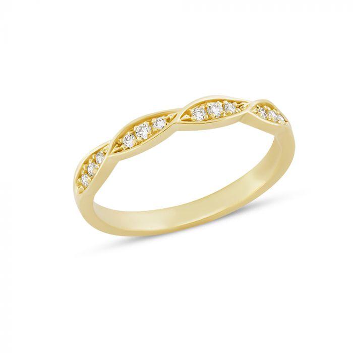 Nuran 14kt Lilja Leaf Ring med diamanter, elegant guldring med blade og isatte sten. Model R1071-014-001
