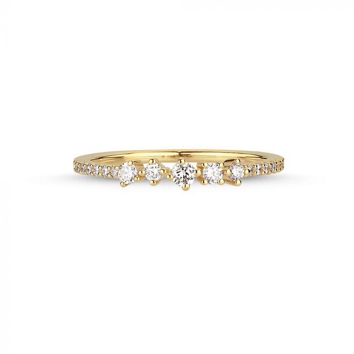 Nuran 14kt Noelle ring med diamanter, elegant guldring med flere skinnende diamanter. Model a3056-021-001