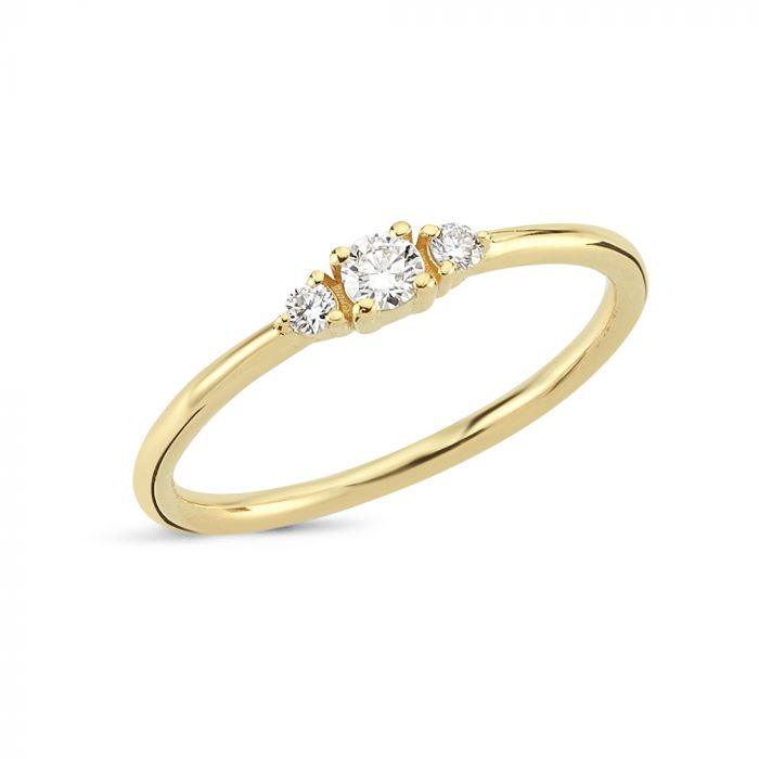 Nuran 14kt Petit Ring med diamanter, elegant guldring med tre små diamanter. Model R1110-R1110-015-001