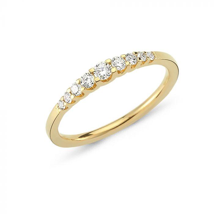 Nuran Empire Ring med diamanter viser en elegant guldring med syv klare diamanter, Model a3010-024-001