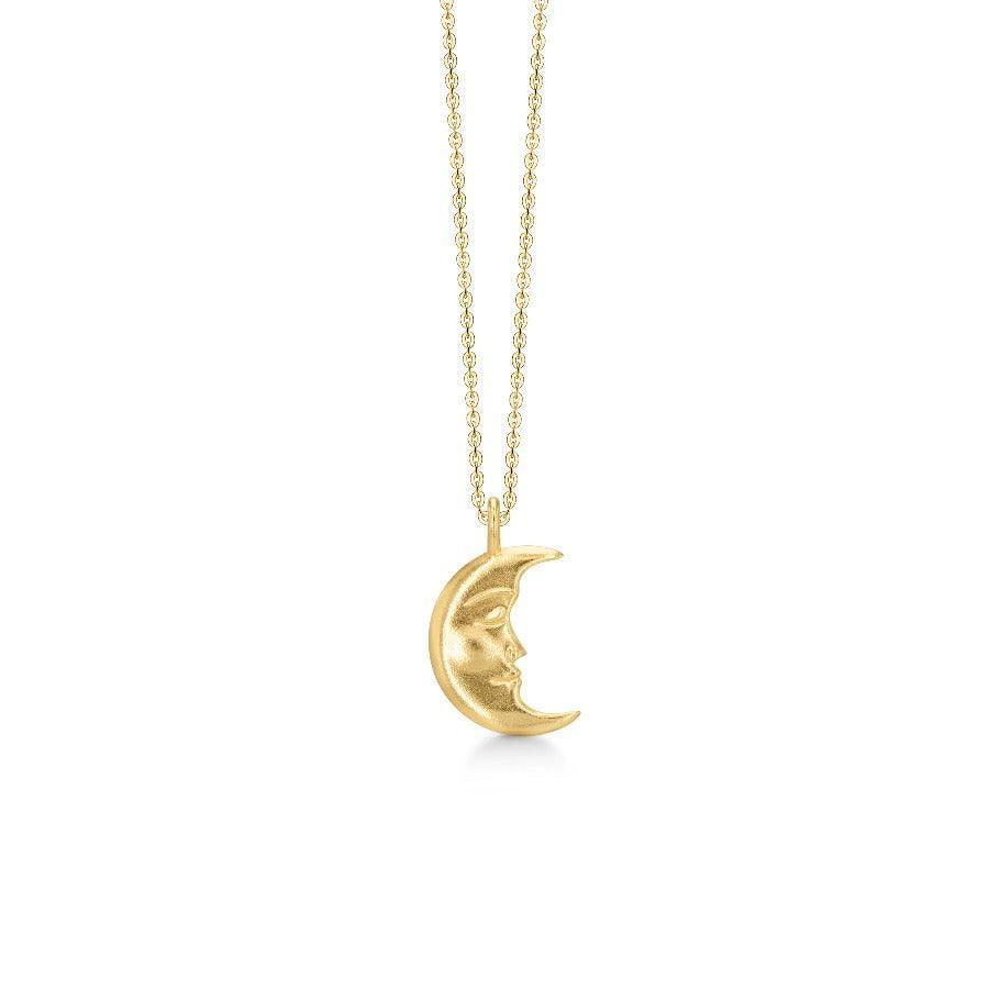 Polar Jewelry Moon forgyldt halskæde med månevedhæng i mat guld-look på enkel kæde. Model TMO-NL-GD-00249