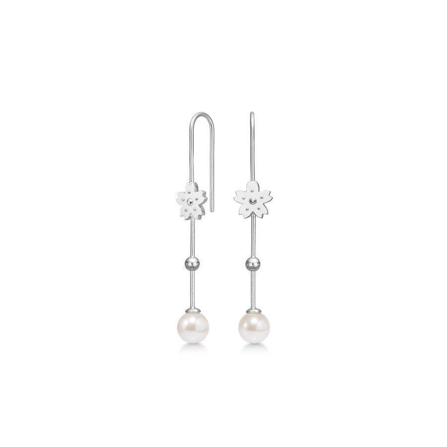 Polar Jewelry Sakura Hanging Pearl Sølv Øreringe - SAK-EH-SL-WP-00121