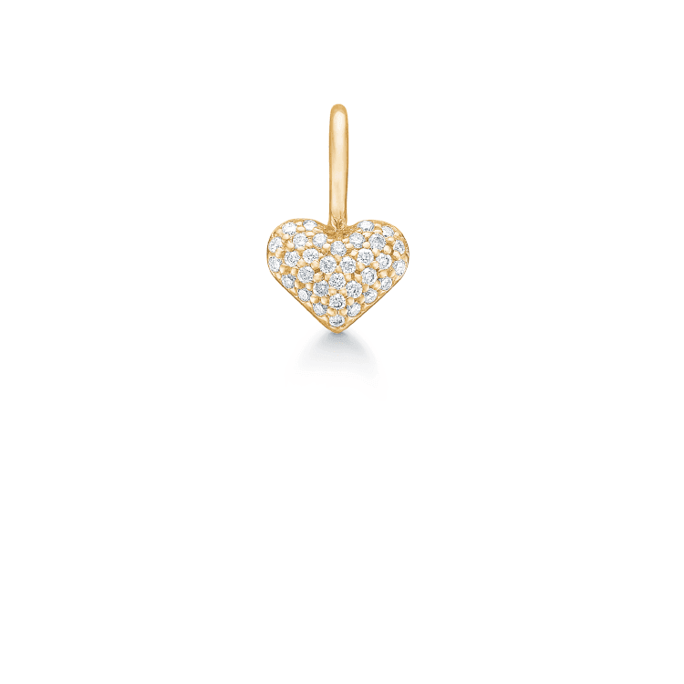 Ro Copenhagen 18kt Rock My Heart Diamant Hjerte Vedhæng viser et hjerteformet vedhæng i guld med funklende diamanter. Model 121371-1.