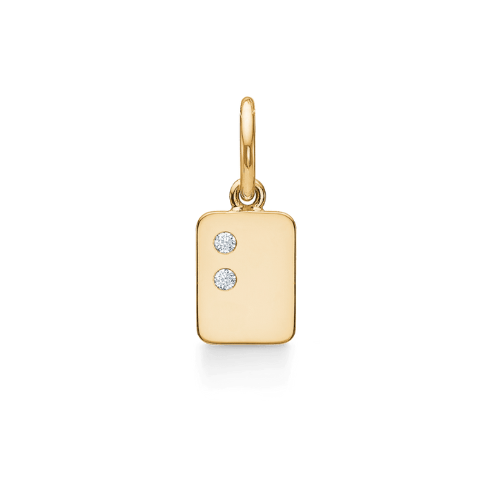 RO Copenhagen My Secret A/W Bogstavs Vedhæng med to diamanter i blankt guld. Model 102P0-002-12