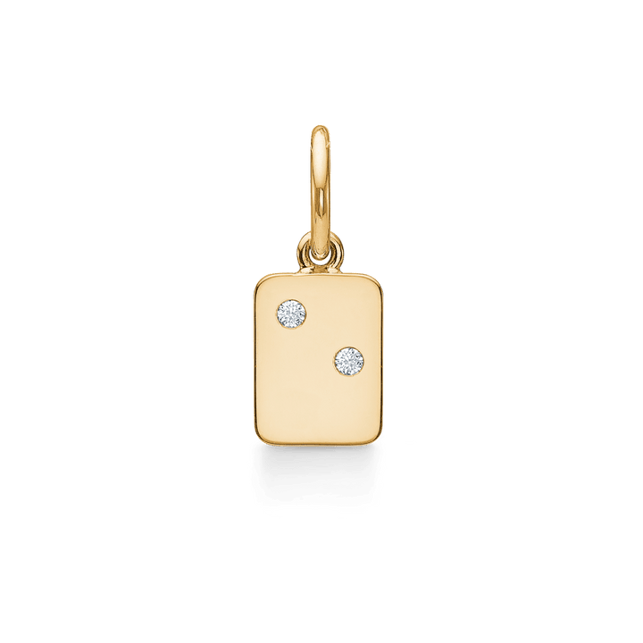 RO Copenhagen My Secret A/W bogstavsvedhæng i blankt guld med to små diamanter, Model 102P0-005-15