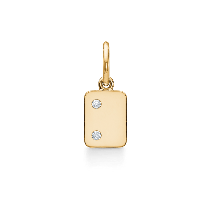 RO Copenhagen My Secret A/W Bogstavs Vedhæng i guld med to diamanter, rektangulær form. Model 102P0-011-21