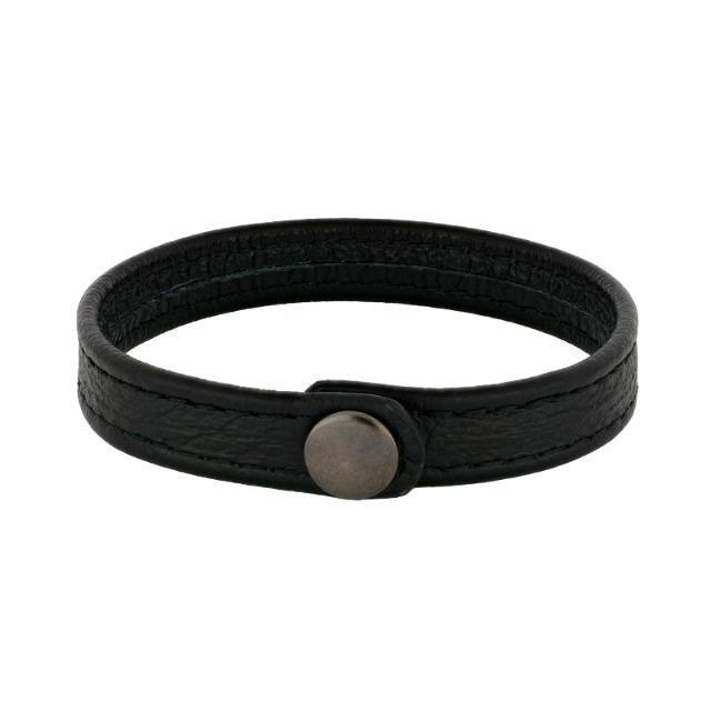 Son of Noa herre armbånd i sort læder med enkel trykknap lukning. Model 80410029121-001-1