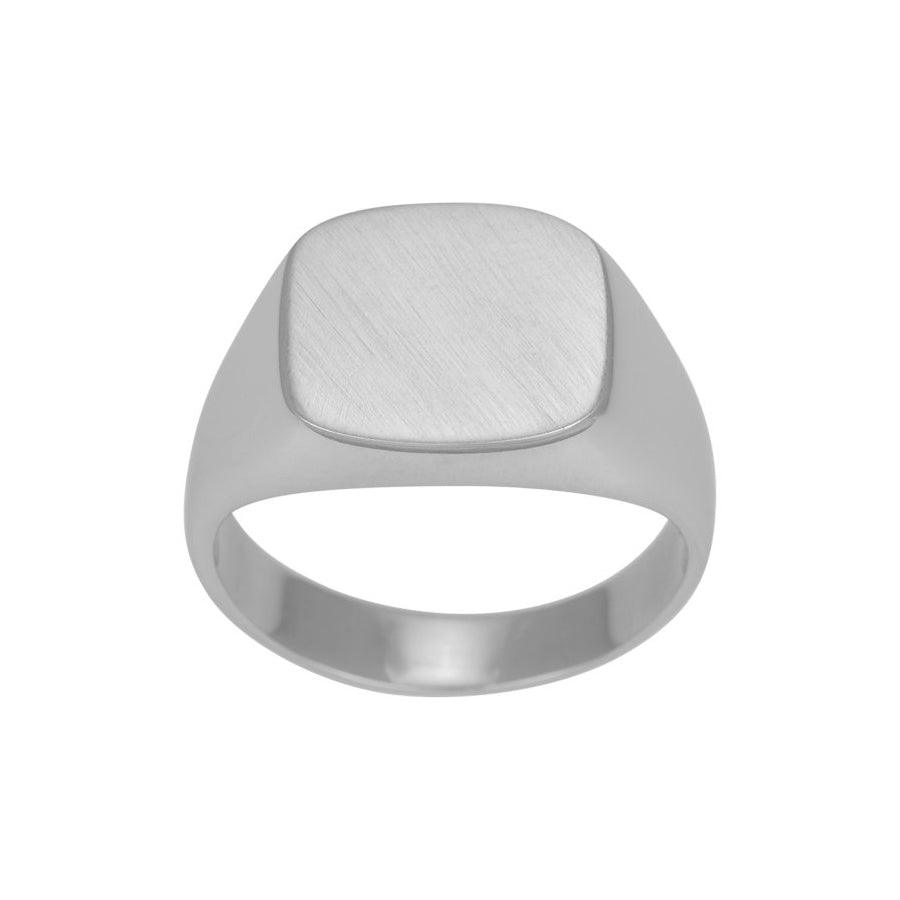 Son of Noa herre ring i mat sølv med bred, firkantet top og enkel stil, Model 125105-9-001-1.