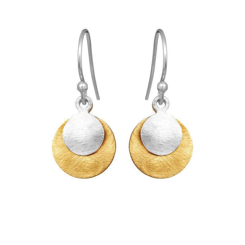 Susanne Friis Bjørner Øreringe m. Monier Mix med runde vedhæng i sølv og forgyldt look, Model 5181-1-1