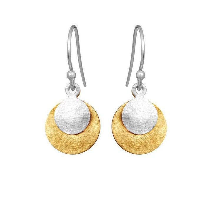 Susanne Friis Bjørner Øreringe m. Monier Mix med runde vedhæng i sølv og forgyldt look, Model 5181-1-1