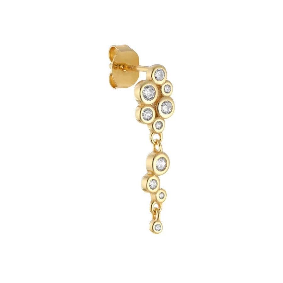 Cascade Stud Sølvforgyldt ørering med flere klare sten i rund, elegant klynge. Model FW2206-FW2206-1