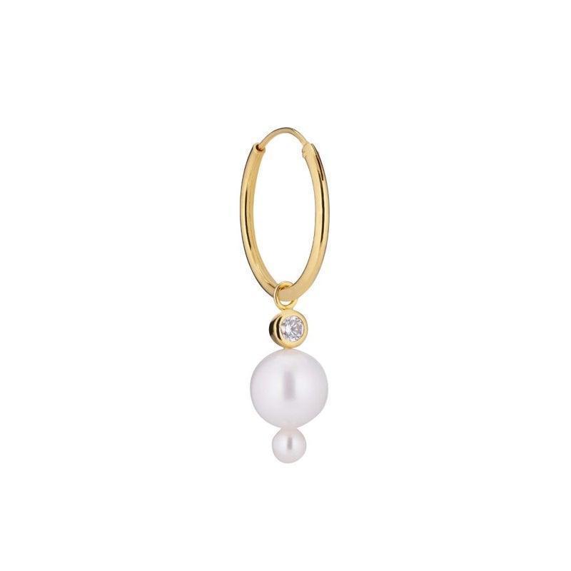 the-earring-shop-horizon-forgyldt-perle-hoop, rund forgyldt ørering med perle og klar sten, Model SS2014-SS2014-1