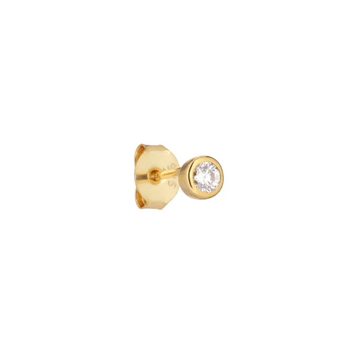 the earring shop petite hvid zirkonia ørestik i guld med rund klar sten, Model SS2114-SS2114-1